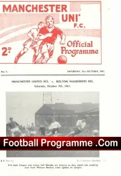 Manchester United v Preston 1961 – Reserves Game