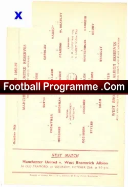 Manchester United v WBA 1958 – Reserves Match