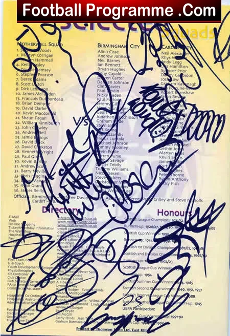 Motherwell v Untouchables 2002 – Autographed Signed
