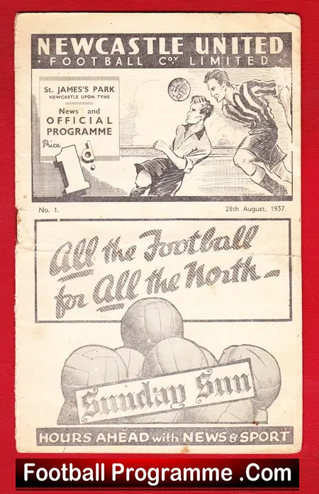 Newcastle United v Aston Villa 1937 Rare Old Football Programme