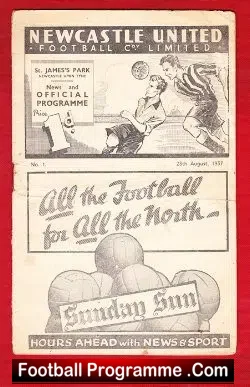 Newcastle United v Aston Villa 1937 Rare Old Football Programme