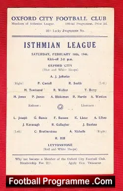 Oxford City v Leytonstone 1946 – 1940s