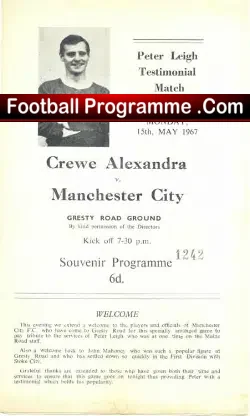 Peter Leigh Testimonial Benefit Match Crewe Alexandra 1967