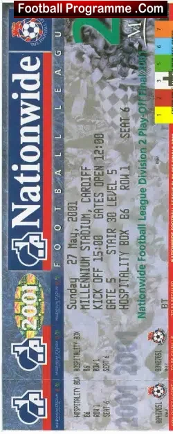 Reading v Walsall 2001 – Football Ticket Stub