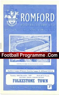 Romford v Folkestone Town 1961 - football programme