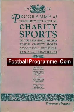 Sports Charity Programme 1930