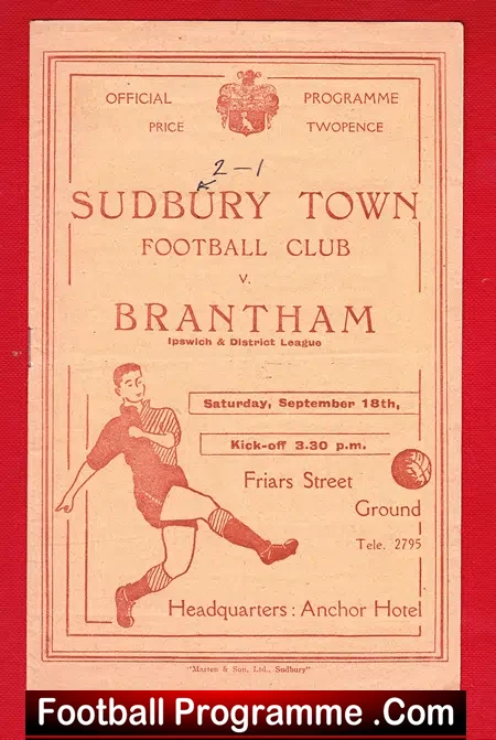 Sudbury Town v Brantham Athletic 1948