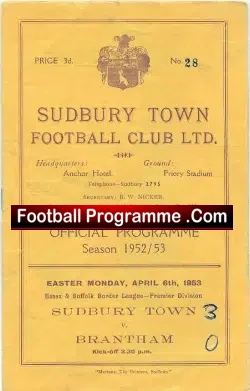 Sudbury Town v Brantham Athletic 1953