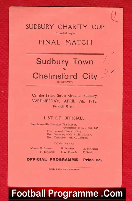 Sudbury Town v Chelmsford City 1948