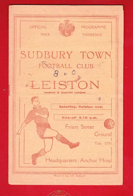 Sudbury Town v Leiston 1949