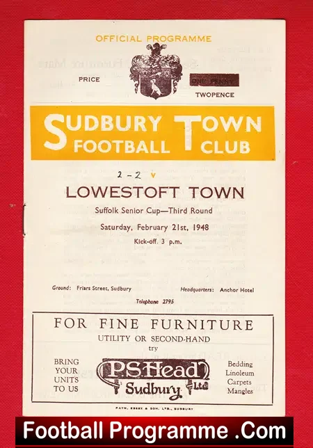Sudbury Town v Lowestoft Town 1948