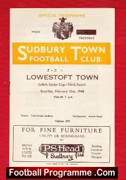 Sudbury Town v Lowestoft Town 1948