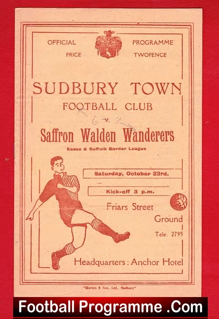 Sudbury Town v Saffron Walden Wanderers 1948