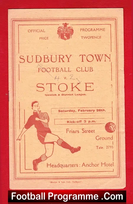 Sudbury Town v Stoke United 1949