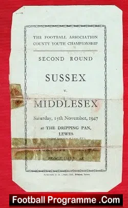 Sussex v Middlesex 1947 – Youth Match At Dripping Pan Lewes