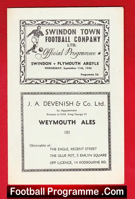 Swindon Town v Plymouth Argyle 1946
