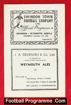 Swindon Town v Plymouth Argyle 1946