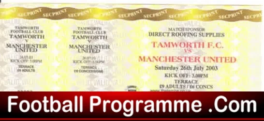 Tamworth v Manchester United 2003 – Full Football Ticket