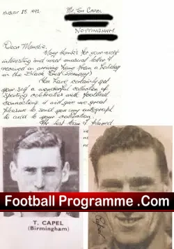 Thomas Capel Letter + Photo – Forest – Manchester City Coventry
