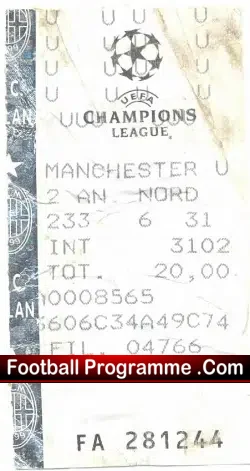 Unknown v Manchester United Ticket Champions League Ticket