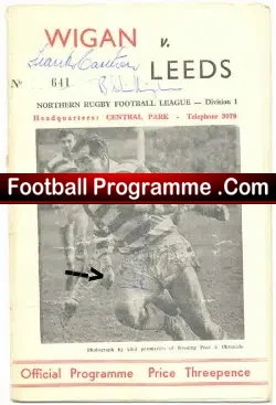 Wigan Rugby v Leeds 1963 - Autographed - signed programme