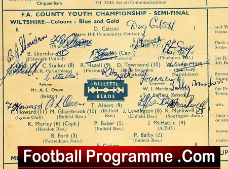 Wiltshire v Middlesex 1949 – Youth Semi Final Autographed