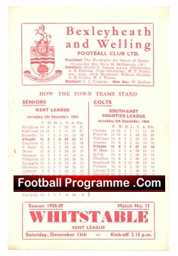 Bexleyheath Welling v Whitstable 1959 Kent League