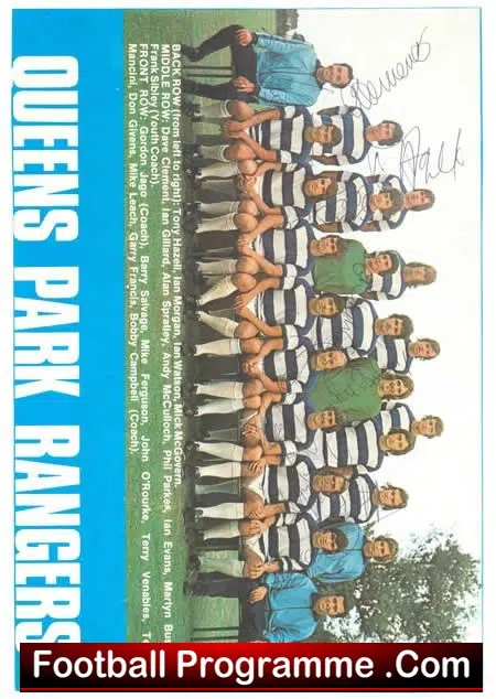 QPR Queens Park Rangers Multi Signed Team Picture 1972