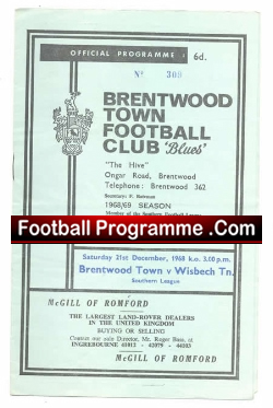 Brentwood Town v Wisbech Town 1968