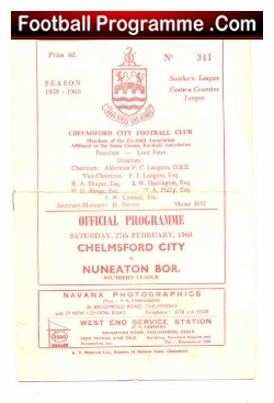 Chelmsford City v Nuneaton Borough 1960