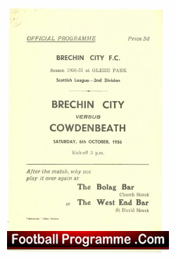 Brechin City v Cowdenbeath 1956 – Gilebe Park Scotland