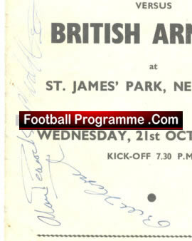 Army v FA X1 1959 – St James Park Newcastle Signed