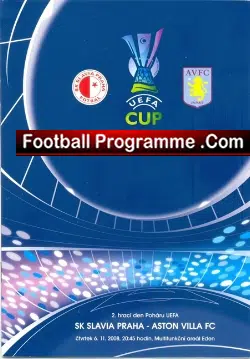 Slavia Prague v Aston Villa 2008 - UEFA Cup Match Programme