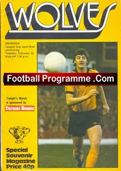 Wolves Wolverhampton v Swindon Town 1980 - LC Semi Final 2nd Leg