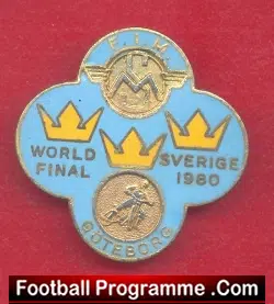 World Speedway Final 1980 Speedway Badge Gothenburg