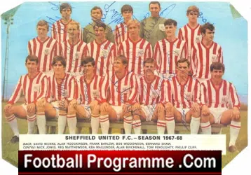 Sheffiled United Team Squad 1967/68  Multi Autographed
