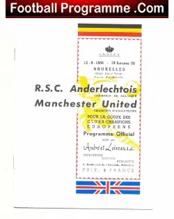 Anderlecht v Manchester United 1956 – Reprint Programme