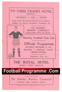 Barnsley v Sheffield United 1951 - football programme