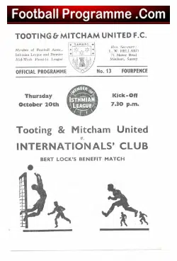 Bert Lock Testimonial Benefit Game Tooting Mitcham United 1966