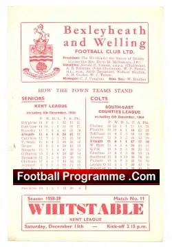 Bexleyheath Welling v Whitstable 1959 Kent League