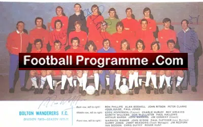 Bolton Wanderers Team Squad 1970/71  Multi Autographed - football programme