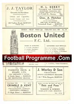Boston United v Worksop Town 1957