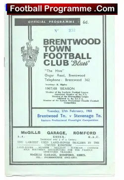 Brentwood Town v Stevenage Town 1968