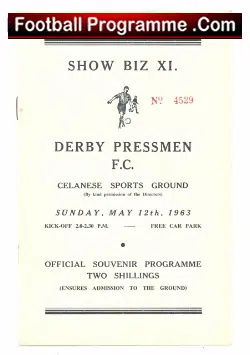 Derby Pressmen v Show Biz XI 1963 – inc Sean Connery