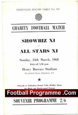 Edmonton Round Table Showbiz v All Stars 1968 – Inc Sean Connery