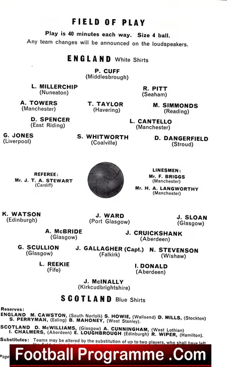 England v Scotland 1967 – At Old Trafford + Cantello