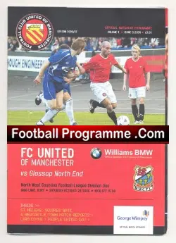 FC United Of Manchester v Glossop North End 2008 - football programme
