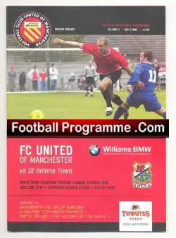 FC United Of Manchester v St Helens 2006 - football programme