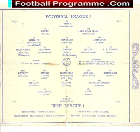 Football League v Ireland Football League 1947 -at Goodison Park
