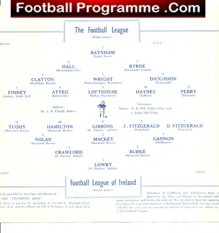 Football League v Ireland Football League 1955 – at Everton